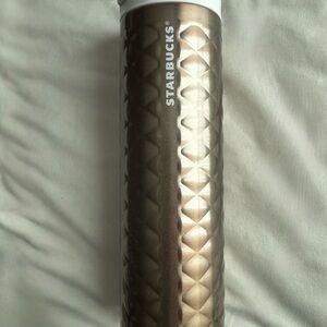 Starbucks Metallic Gold Tumbler with Textured Design